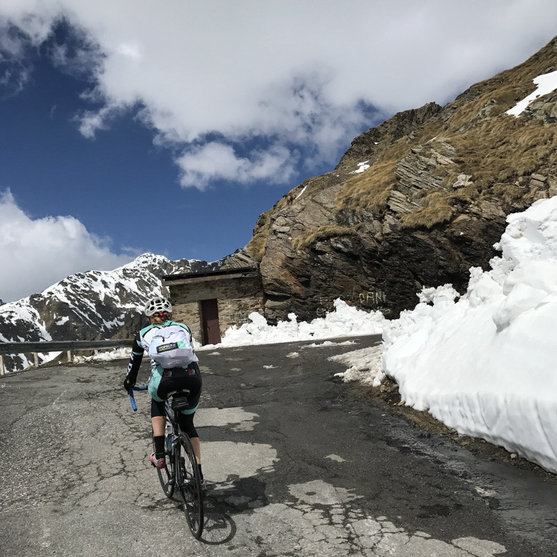 Annabelle Drew - Topbike Tour Leader - Climbing in the Italian Dolomites