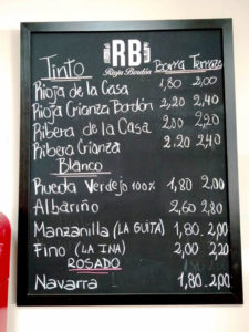 The 'wine by the glass' list, in Majadahonda, Madrid, last week